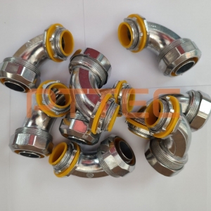 Đầu nối ống ruột gà vuông 90 độ với hộp điện bằng kẽm đúc
